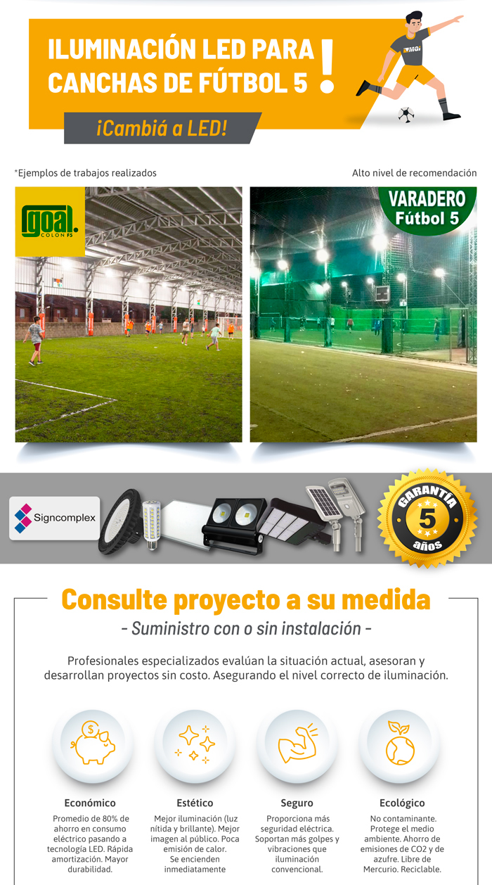Iluminación LED para canchas de fútbol 5